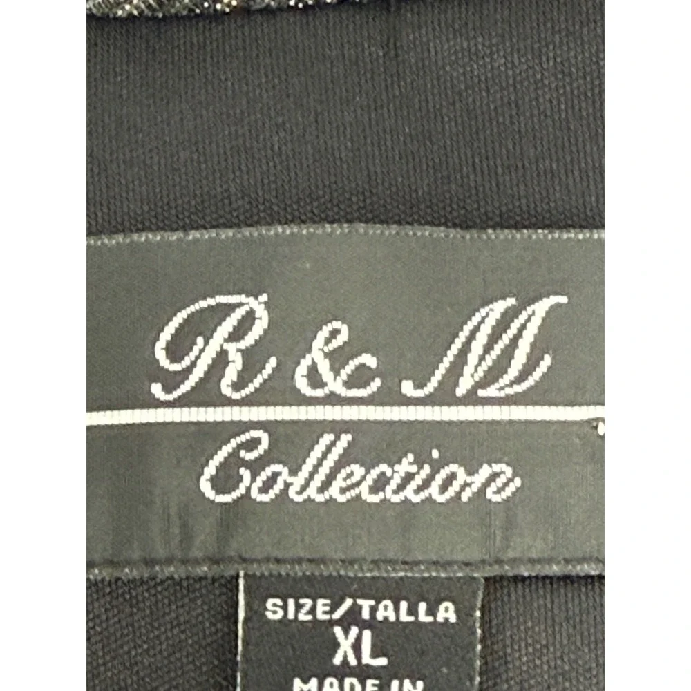 R&M Collection Black Silver Metallic Striped Cardigan and Tank Set Women's Sz XL